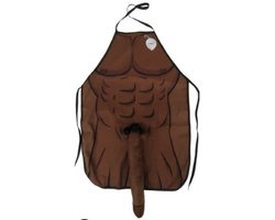 Grappig Schort Man – BBQ Schort met Spierlichaam & 3D Grap – Verstelbaar – Cadeau voor Mannen – Vrijgezellenfeest / Vaderdag