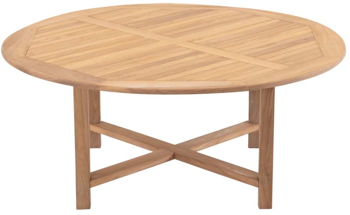 Lesli Living - Tuintafel teak - Zwart - Ø180x75cm
