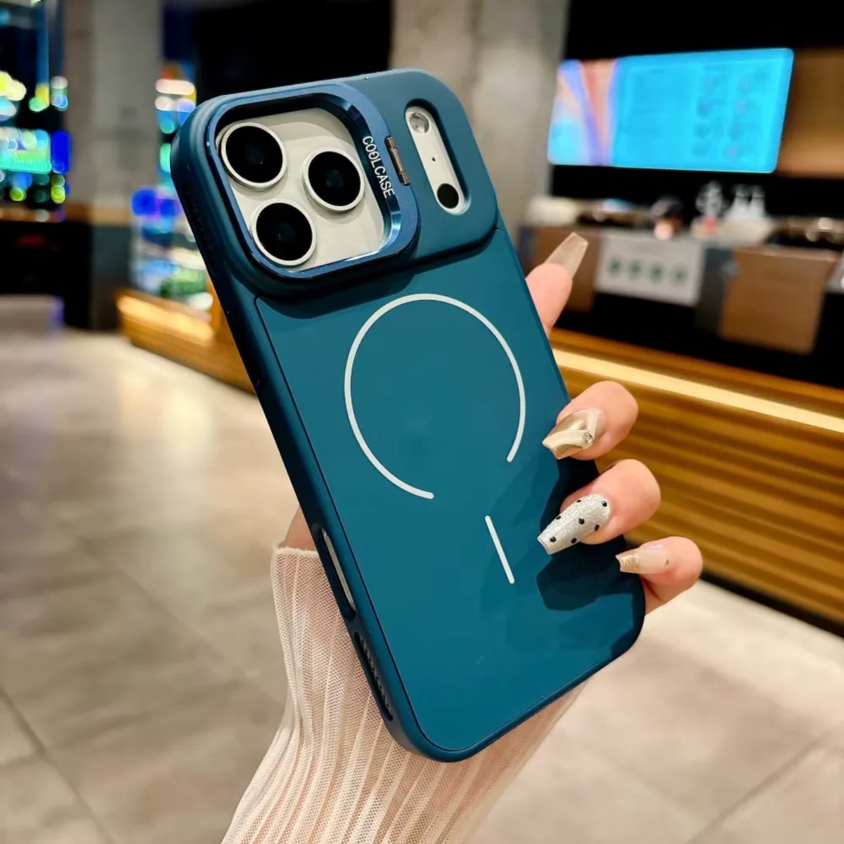 MagSafe Case met Lensbescherming & Standaardfunctie Blauw - Hoesje Geschikt voor: iPhone 17