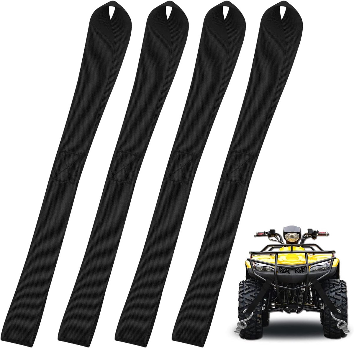 Sjorlussen Set - Spanbanden Lussen - Transport Beveiligen - Dubbele Lussen Ontwerp - 30 cm Breedte 25mm - Zwart
