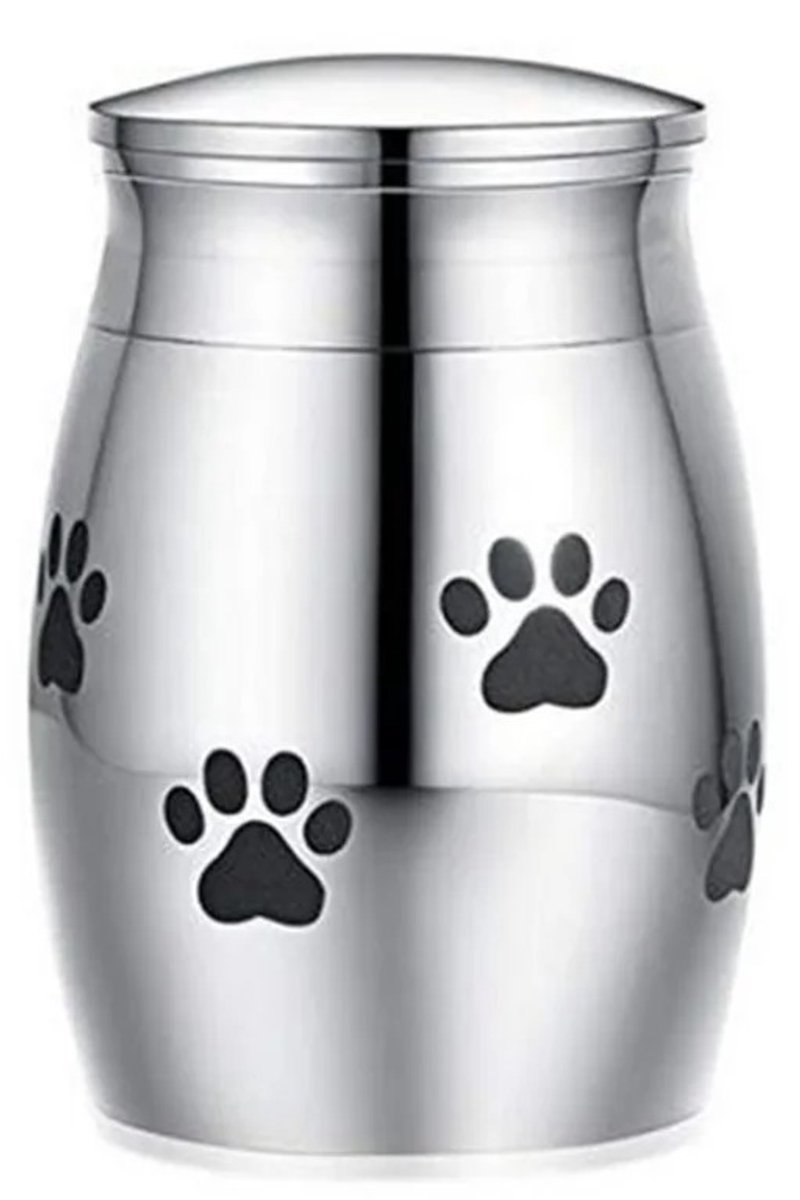 WiseGoods Premium Mini Dierenurn Zilverkleurig 7.5ML - Kleine Herinneringsurn Huisdieren - Honden & Katten Urn - Zilver Design
