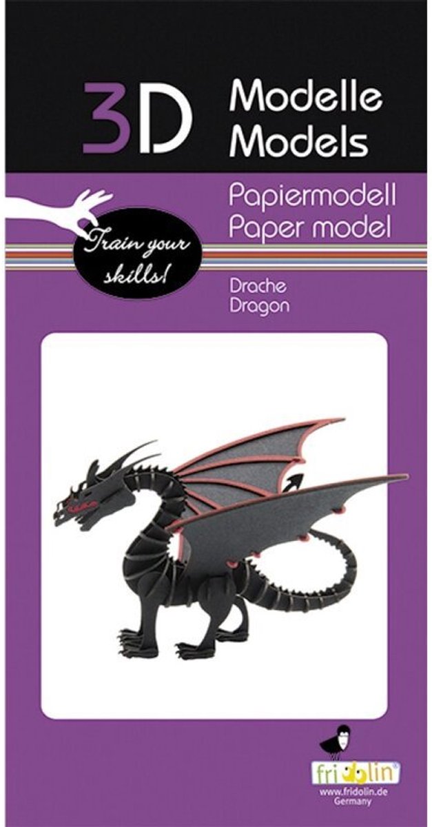 Fridolin 3D puzzel draak - creatief bouwpakket papier.
