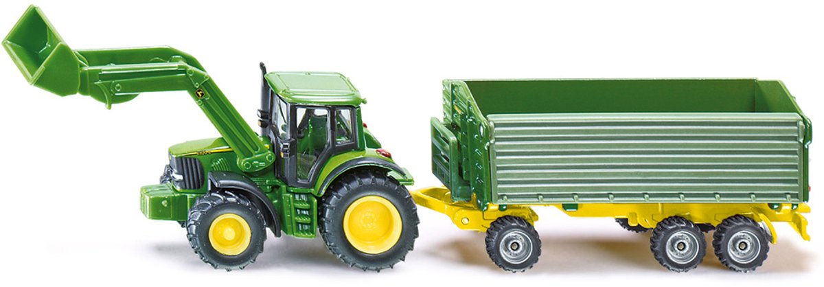 SIKU 1843, John Deere met Voorlader en Aanhangwagen, schaal 1:87, metaal/kunststof — cadeau in Spellen & Speelgoed - foto 6