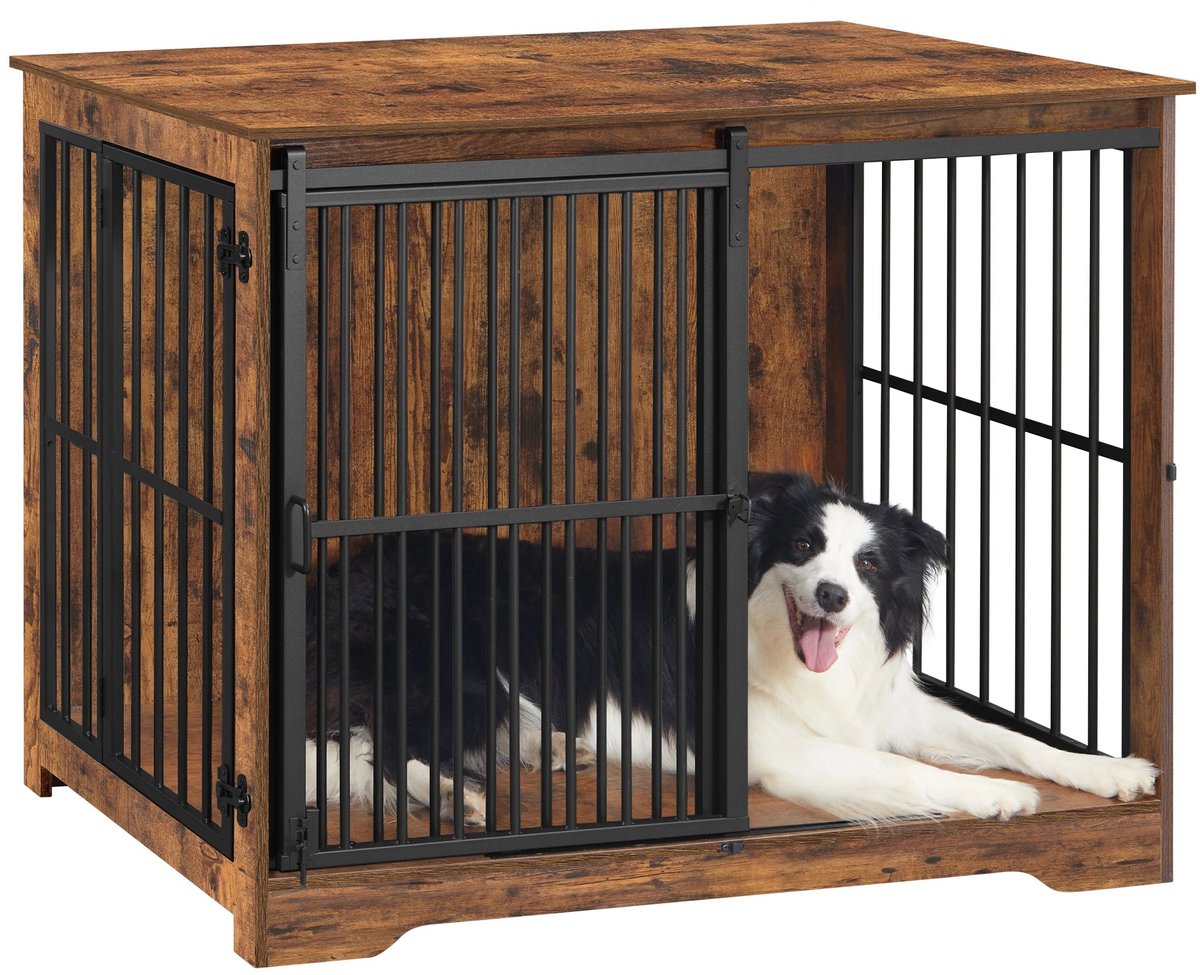 Roossentials bench - Hondenhok - Hondenbench - Hondenkooi meubel - Hondenhuis - 2 deuren - Honden tot 100kg - Versterkte schuifdeuren