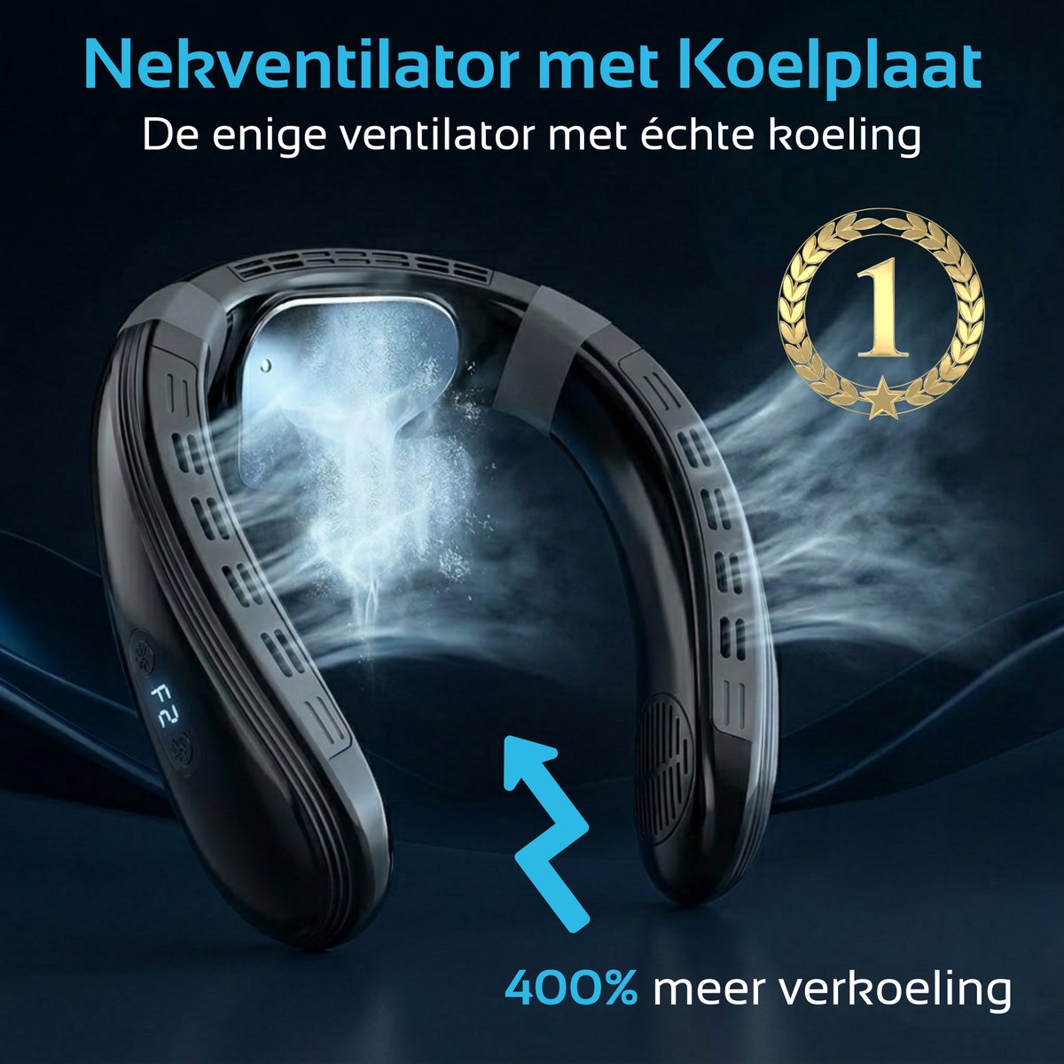 DreamGoods Nek Ventilator met Koeling & Temperatuurregeling - 2026 Pro - NTC-Chip - 6000mAh - Draadloos & Oplaadbaar - Draagbare Mini Ventilator - Nek Fan - Gezichtsventilator - Handventilator - Hals Ventilator - Nekventilator — afbeelding 3