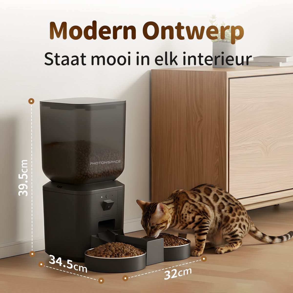 Photonspace Automatische Voerbak 7L - Dubbele RVS Bakken - Full HD 1080P Camera Nachtzicht thumbnail 5