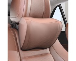 Auto Nekkussen - Hoofdsteun Kussen - Comfortabel Rijden - 100% Traagschuim Kern - 1 Stuk - Bruin