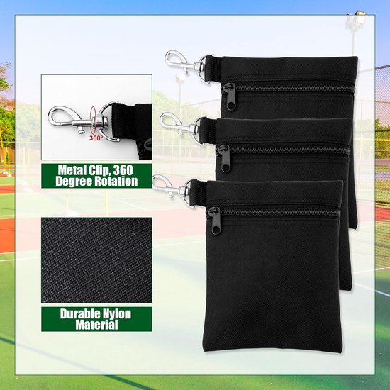 Golf Tee Tassen - Golfbal Zakjes - Golf Accessoires - Met Metalen Clip - 17x14cm - Zwart van GOLF — afbeelding 4