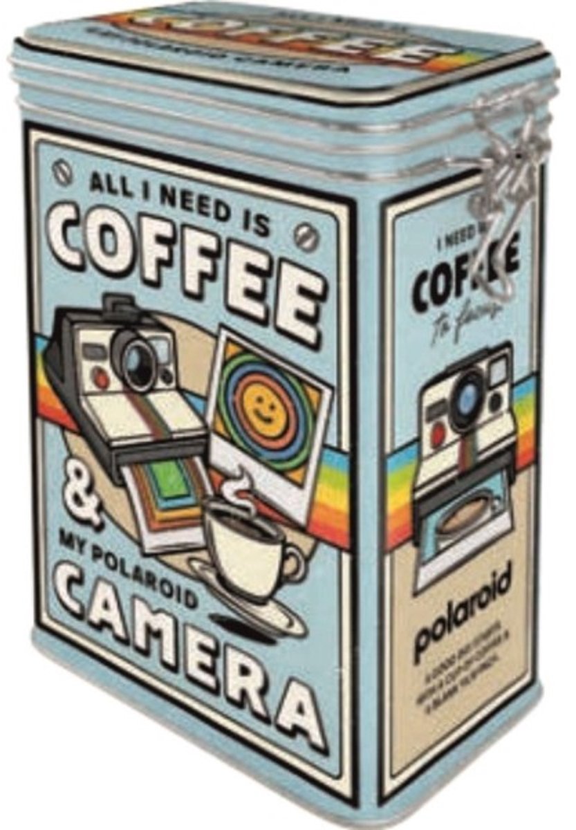 Bewaarblik Clip Top Box - Polaroid - Coffee And Camera