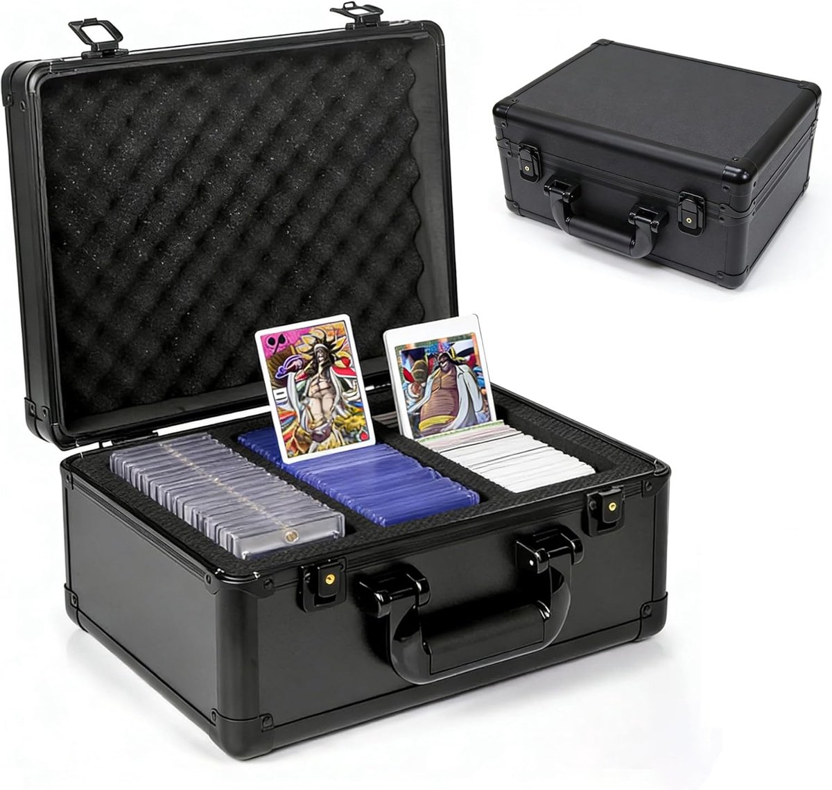 Gelaagde Kaartkoffer - Creditcardbox Opberger - Verzamelkaarten Beschermen - Stootbestendig Waterafstotend - 44 x 31 x 17 cm - Zwart