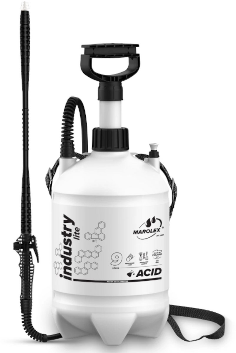 Marolex Industry Lite - Drukspuit - 9L - Viton (FPM) - Veiligheidsventiel