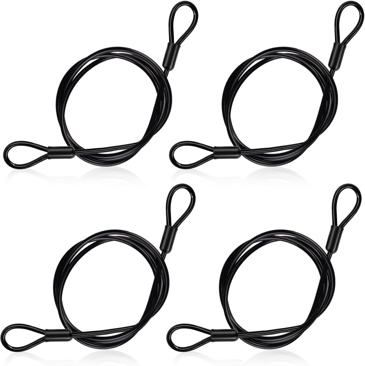Staalkabels met lussen - Kabelset - Diefstalpreventie - Snijbestendig - 4 stuks 1 meter - Zwart