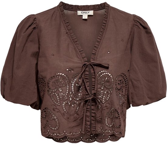 ONLY - ONLBRYSON S/S SHORT EMB TIE TOP WVN Dames Top