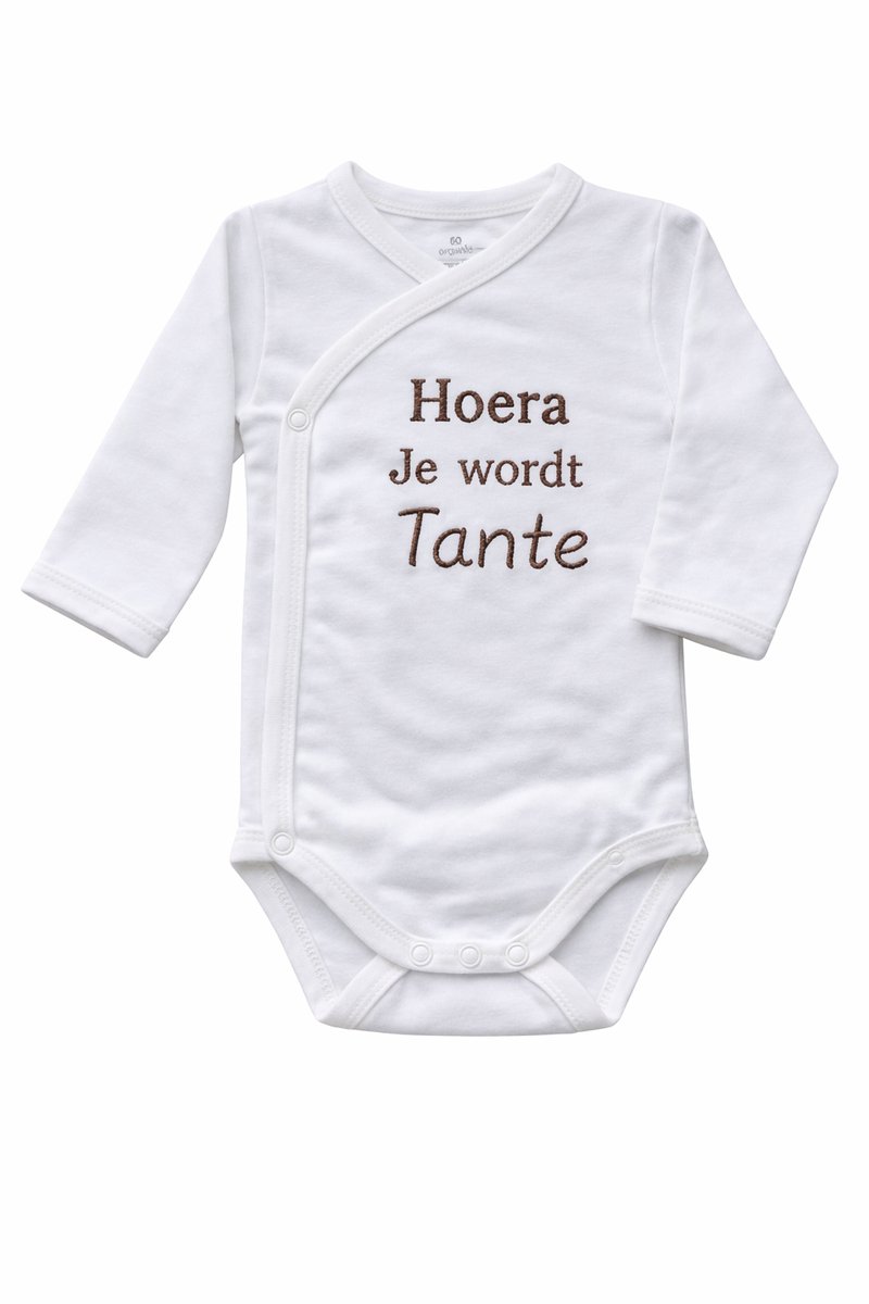 Romper zwangerschapsaankondiging – Hoera je wordt Tante – Baby romper aankondiging zwangerschap – Cadeau voor Tante - Unisex babykleding - omslagromper - 100% katoen - baby aankondiging - originele zwangerschaps reveal