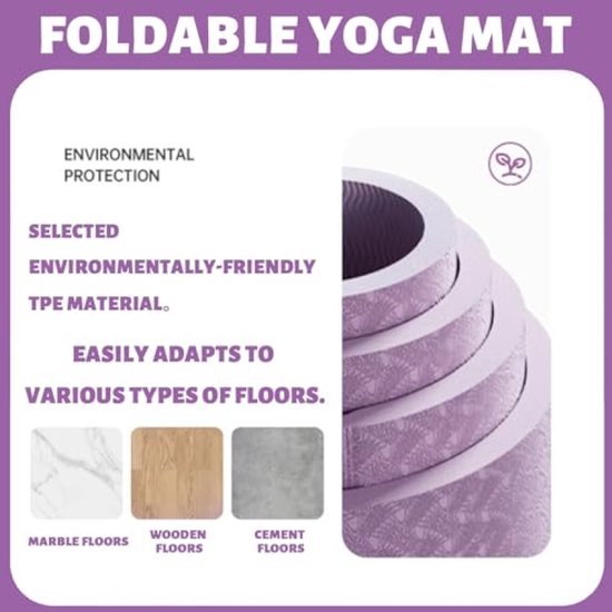 Opvouwbare sportmat, compacte reismat met antislip en draagtas voor pilates en yoga — afbeelding 4