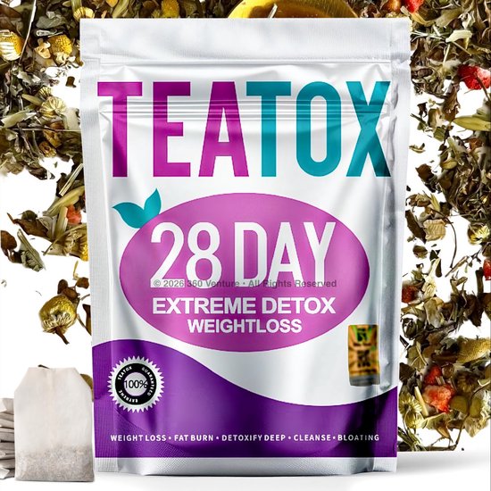 TeaTox® 28 Dagen Detox Thee | Anti Counterfit QR Hologram | Afval thee | Buikvet Verbranden | Snel Afvallen | Detox darmen | Fatburner | Thee Kuur | Opgeblazen gevoel verlichten | Vegan Afslank kuur