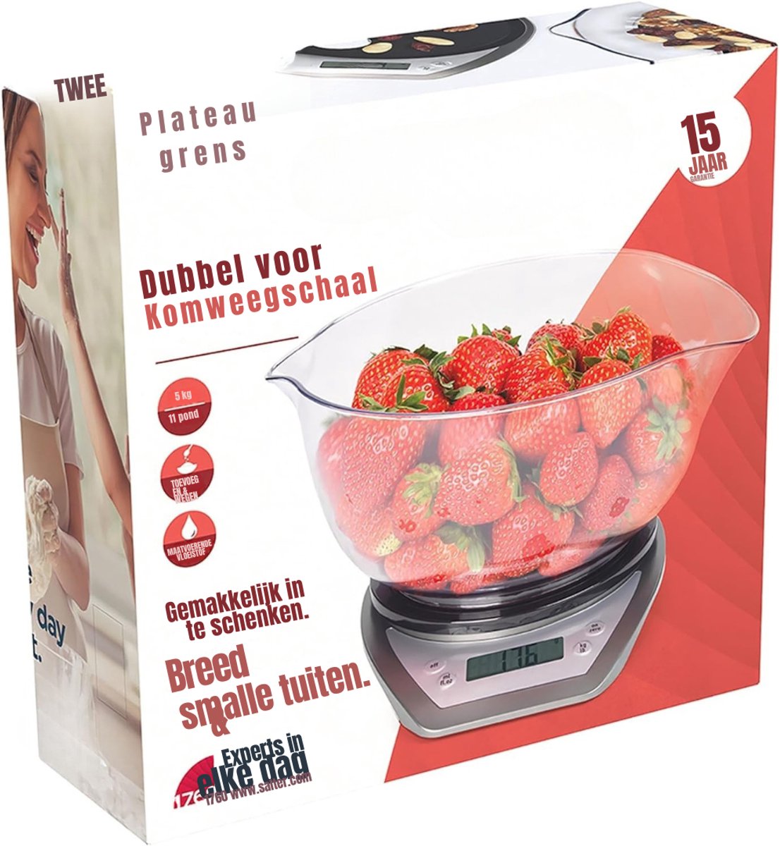 Zyrex® Keukenweegschaal Digitaal Met Kom - Weegschaal Keuken Electrisch Tot 5kg - Precisie Weegschaal - Zilver - 23cm x 22cm x 12cm