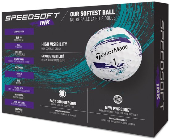 TaylorMade SpeedSoft Ink Golfballen 2026 - Paars Turquoise - 12 Stuks van Merkloos — afbeelding 2