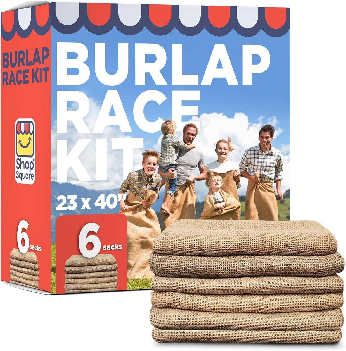 Jutezakken Race - Zakken Spel - Feest Spelletjes - Set van 6 - 23x40 Inch - Natuurlijk