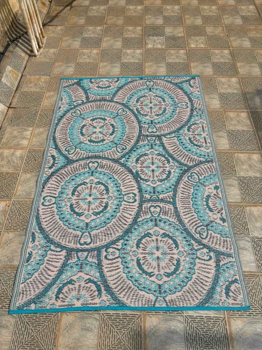 Buitenkleed 120-180cm, blauw/ivoor/bruin, Sun