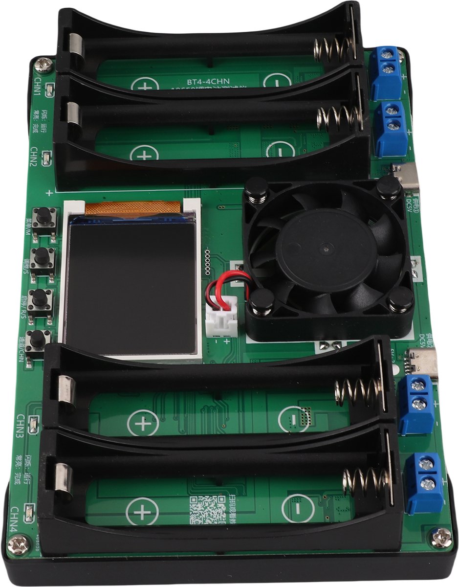 Batterij Tester – 4 Kanaals – Capaciteit & Weerstand – USB-C Voeding – Voor Lithium Batterijen