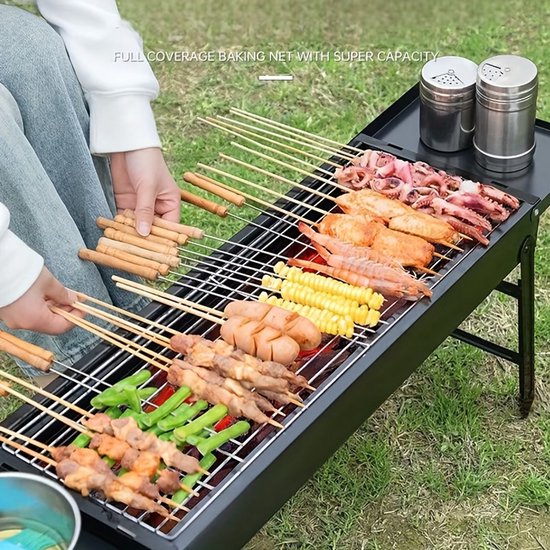 Opvouwbare Houtskool BBQ Grill - Draagbare RVS Camping Barbecue met Inklapbare Poten - Compacte Grill voor Buiten & Reizen van Merkloos — afbeelding 4