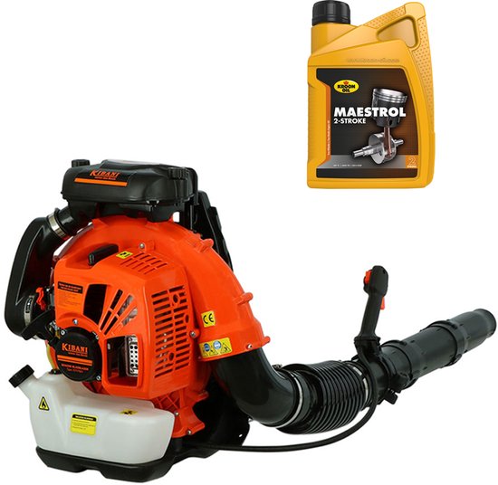 Kibani Bladblazer Benzine 75.6 cc / 4.2 pk - Incl. 2T Olie - Luchtsnelheid 332 km/h – 3700W - Ruggedrager - Bladblazers