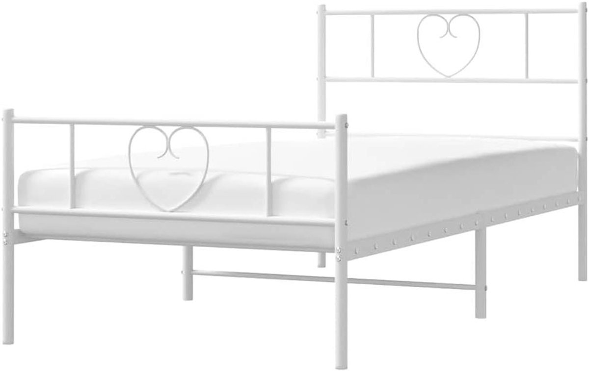 Metalen Bedframe - Eenpersoonsbed Logeerbed - Slaapkamer Inrichten - Robuust Stalen Frame - 100x200 cm - Wit