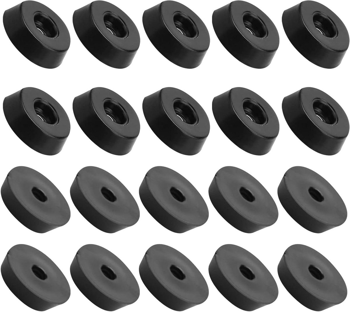 Rubberen Bumpervoeten - Meubelbeschermers Vloerbeschermers - Meubels Stabiliseren - Met Metalen Ring - 18 x 5 mm - Zwart