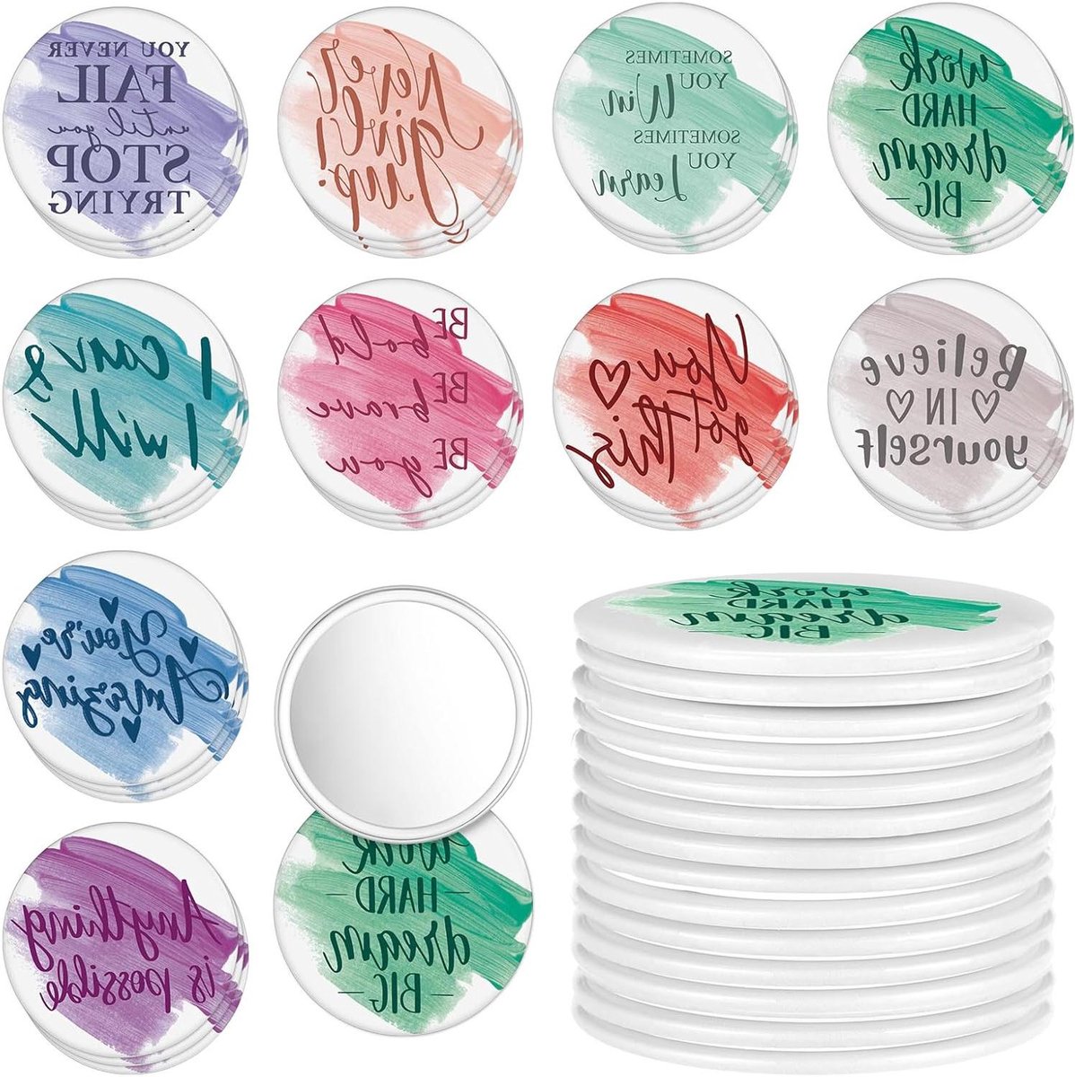 Compacte Spiegels - Zakspiegels Make-up - Werknemer Waardering - Inspirerende Citaat Gravering - 7 cm Diameter - Meerkleurig