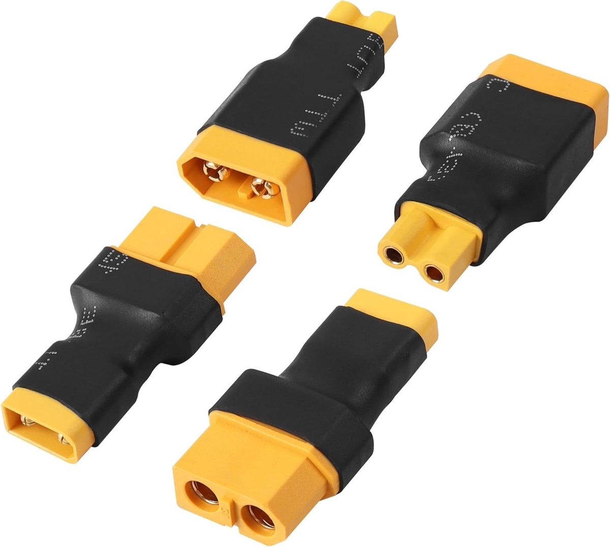 XT30 naar XT60 adapter - Y-kabel stekker - Batterijen omzetten - Plug en Play - 2 stuks - Zwart