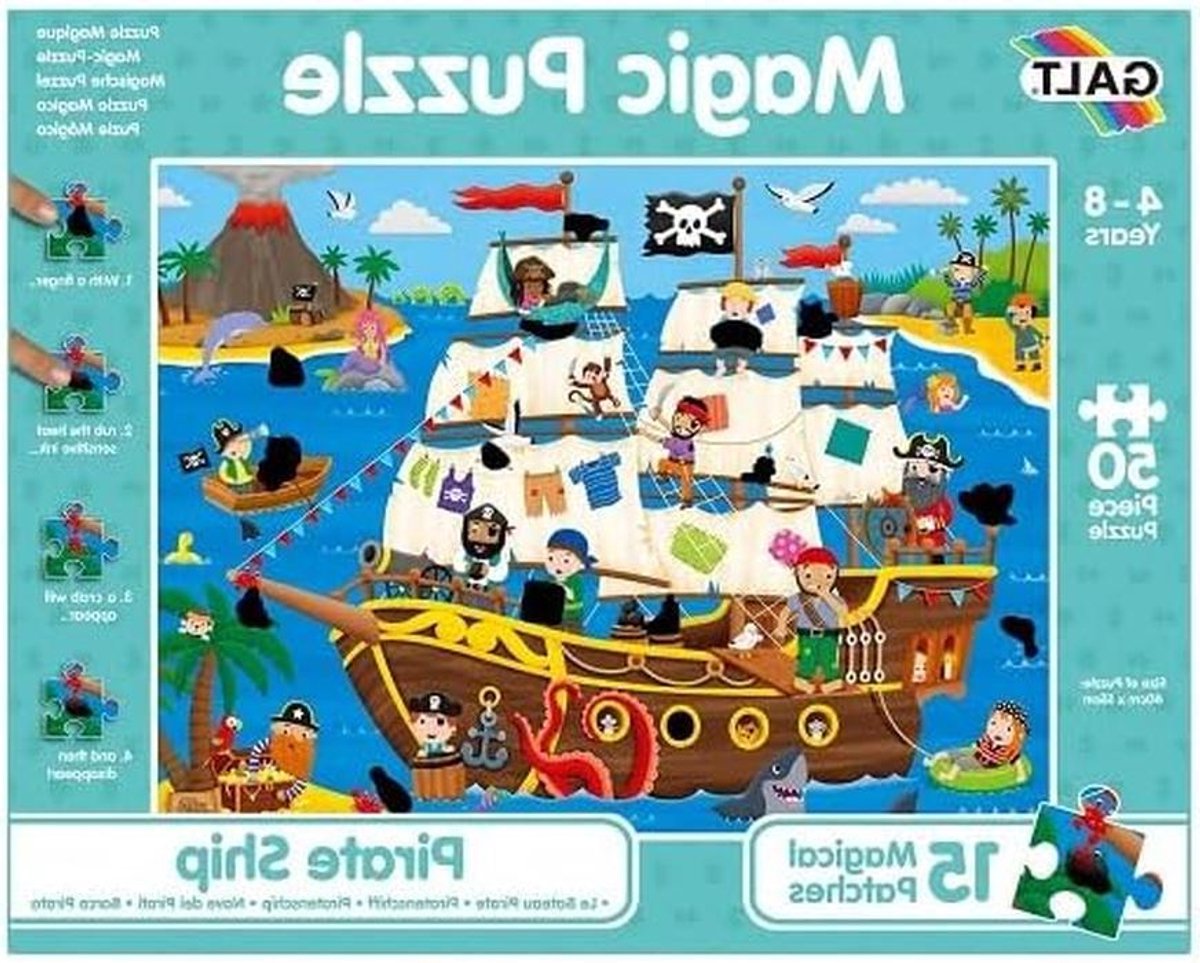 Magische Puzzel Piratenschip - Rub en Ontdek Puzzel - Kinderspeelgoed Ontwikkeling - 15 Warmtegevoelige Patches - 40 x 55 cm