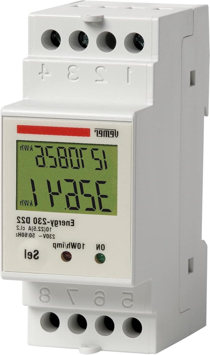 Stroommeter - Energieteller Meter - Energie Verbruik Meten - LCD Display - 225 A - Wit