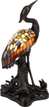 Tiffany tafellamp reiger - Meerkleurig - H 53 cm - Glas in lood - Warm licht - Decoratieve figuurlamp | RORUVERA