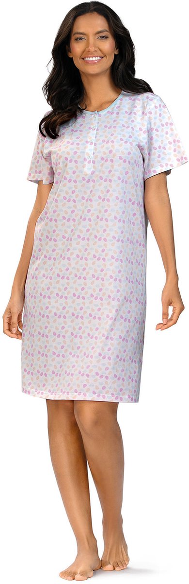 Comtessa Nachthemd 'Feeling of Colours' - Dames Nachtmode - Korte Mouw - Katoen Blauw