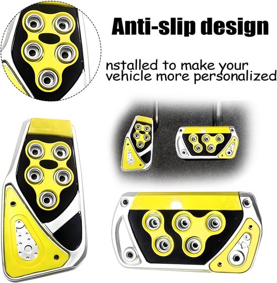 CGEAMDY 2 stuks auto pedaal pad afdekking, anti-slip automatische transmissierem gaspedaal, universele pedaalsteunafdekking, auto gaspedaal remkussen pedaal (geel) — afbeelding 4