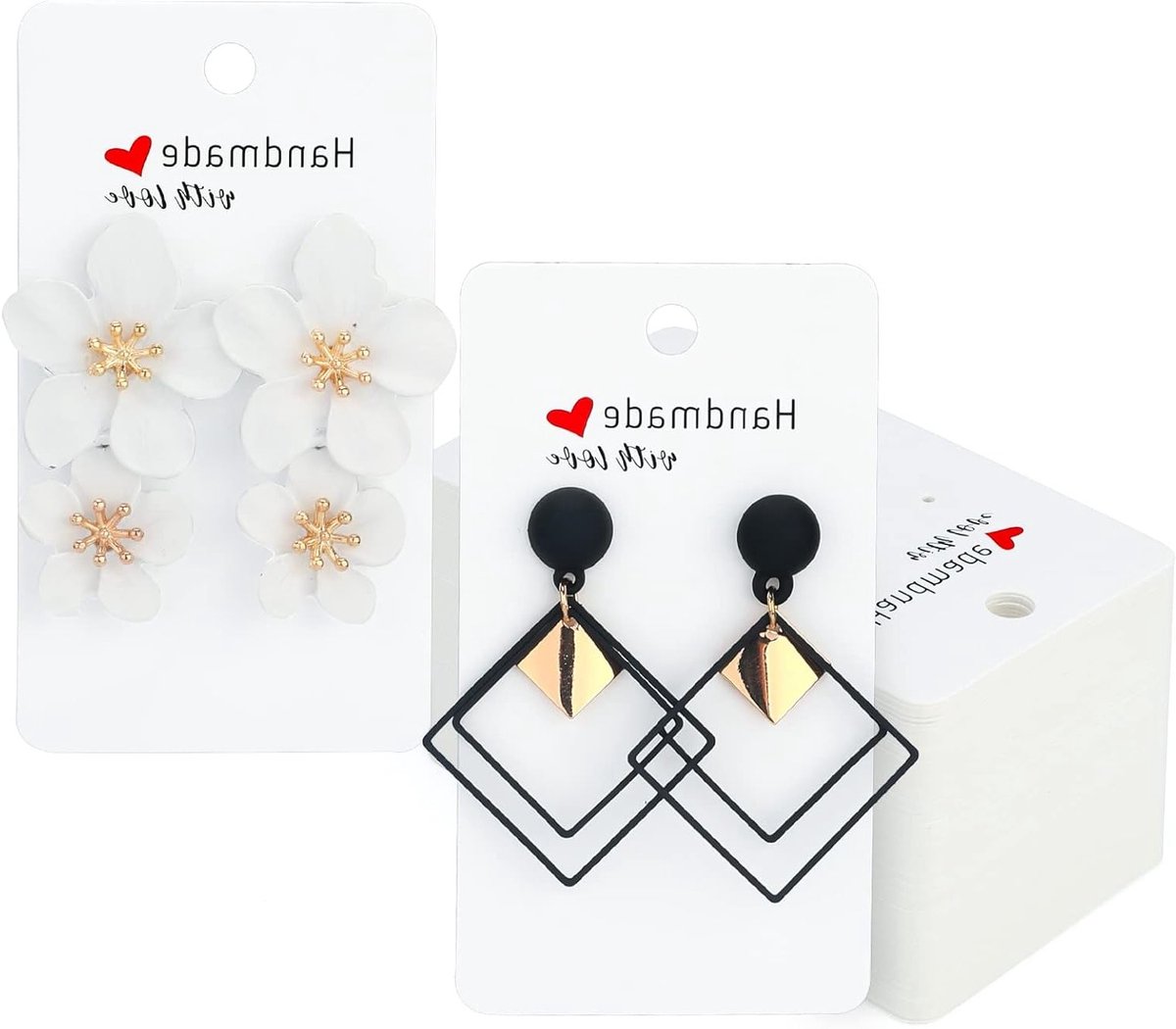200 Stuks Oorbellen Displaykaarten - 5 x 9 cm Oorbellenkaarten van Kraftpapier - Oorbellenhouder voor Sieraden, Stud Oorbellen en Accessoires