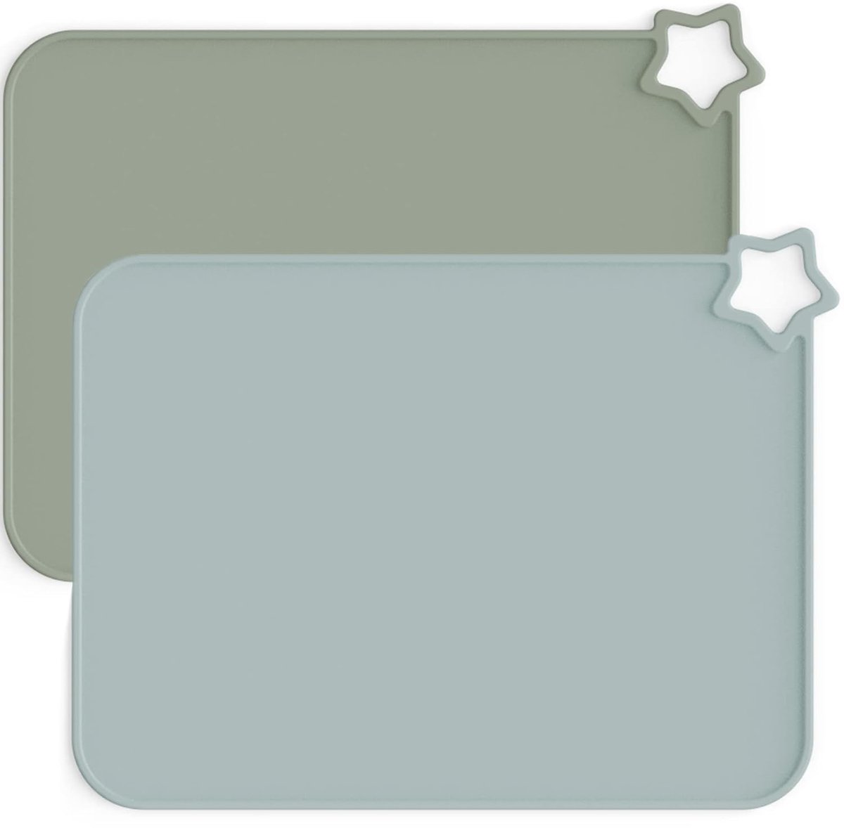 2-Pack siliconen antislip placemats voor baby's en peuters - vlekbestendig en gemakkelijk schoon te maken - lichtblauwe en lichtgroene tweekleurige set
