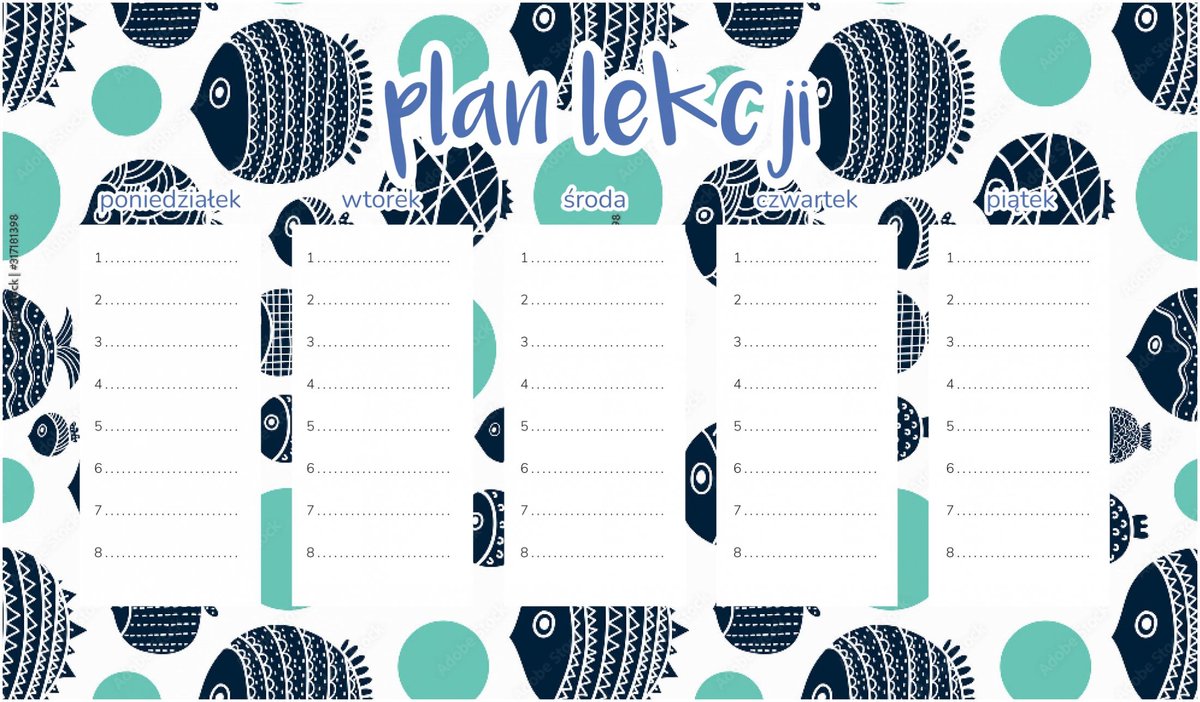 Wallvy Serie - Magnetische Lesplanner - 30x17,5CM - Droog uitwisbaar - Abstracte Vissen