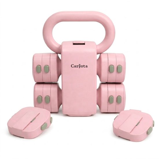 Caryota 2-in-1 Verstelbare Kettlebell & Dumbbell Set - Roze - 5.5 kg - Veelzijdige Krachttraining Fitness Gewichten voor Thuis en Sportschool