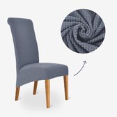 BankhoesDiscounter Housse de chaise tricotée à dossier haut – Grijs – Housses de siège de salle à manger – Housses de siège Chaises de salle à manger – Housses de siège extensibles