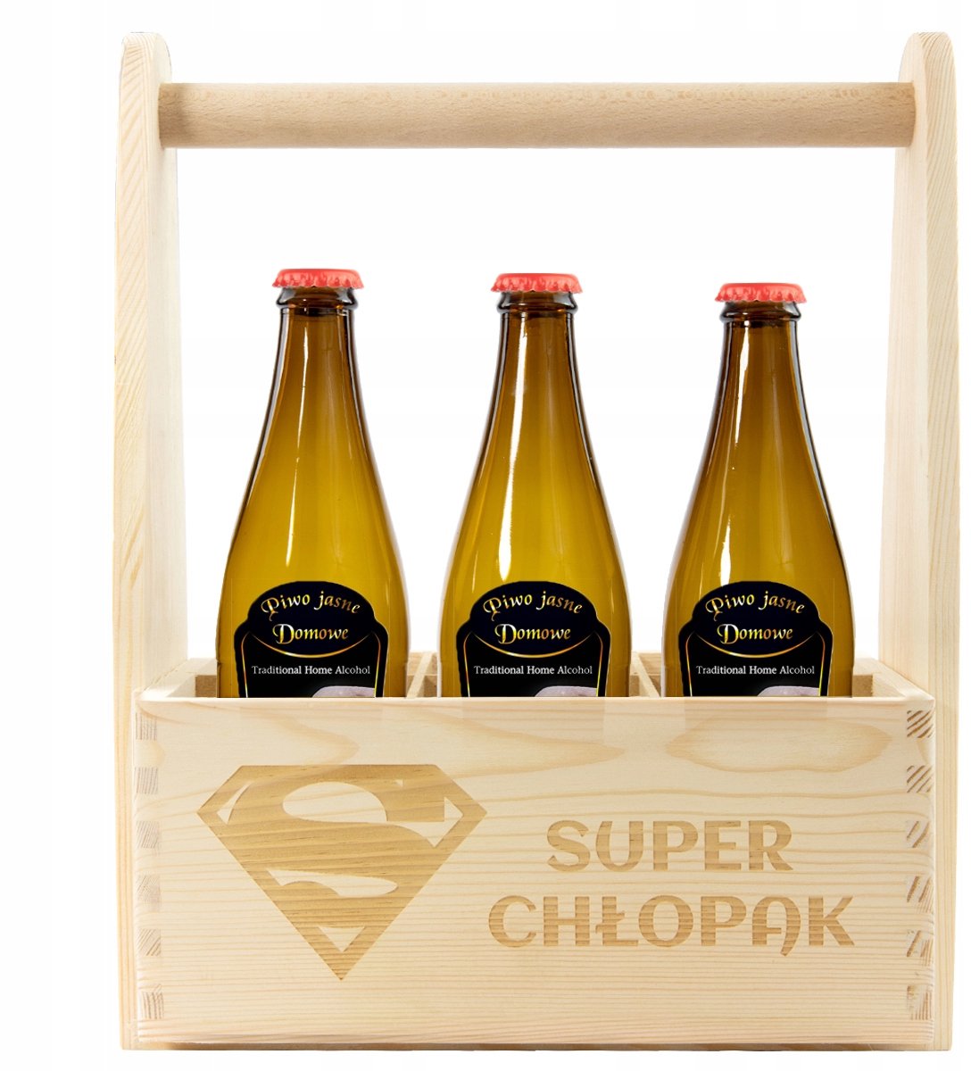 Bimberek - Houten Bierkratje - Cadeau - Natuurlijke Kleur - 6 Flesjes