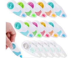Correctiebanden Set - Correctierollers Mini - Fouten Corrigeren - Scheurvast PET Materiaal - 16 Stuks 6m x 5mm - Wit