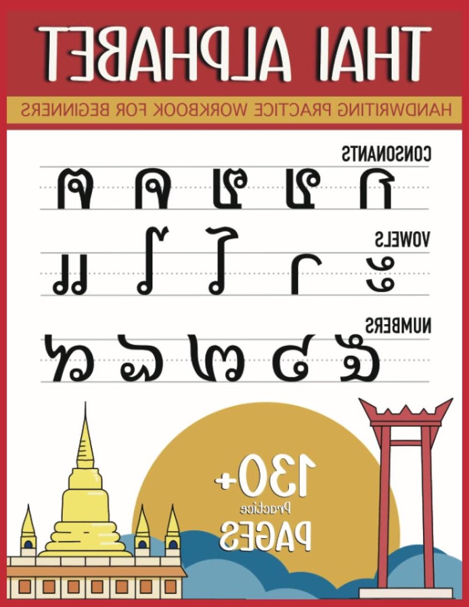 Thaise Alfabet Werkboek - Schrijfoefeningen Thai - Beginners Thai Leren - Oefenen met Cijfers - 8.5 x 11 inch - Wit