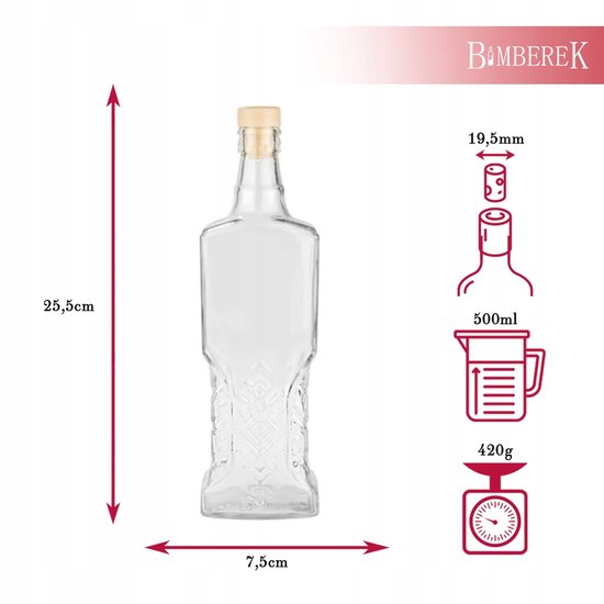 Bimberek Ukrainka - Glazen Fles - 500ml - Met Kurk - Decoratief van Bimberek — afbeelding 3