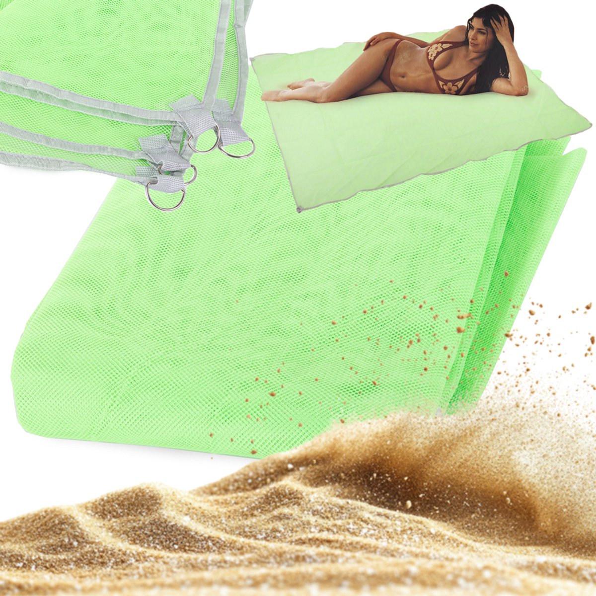 Sand Free Mat Lightweight Foldable Outdoor Picnic Mattress Camping Cushion Beach Mat Size: 2x1,5m groen