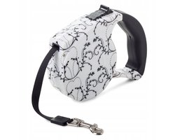 OUYAYING Serie - Automatische Hondenriem - 5m - 15kg - Wit met Lelies