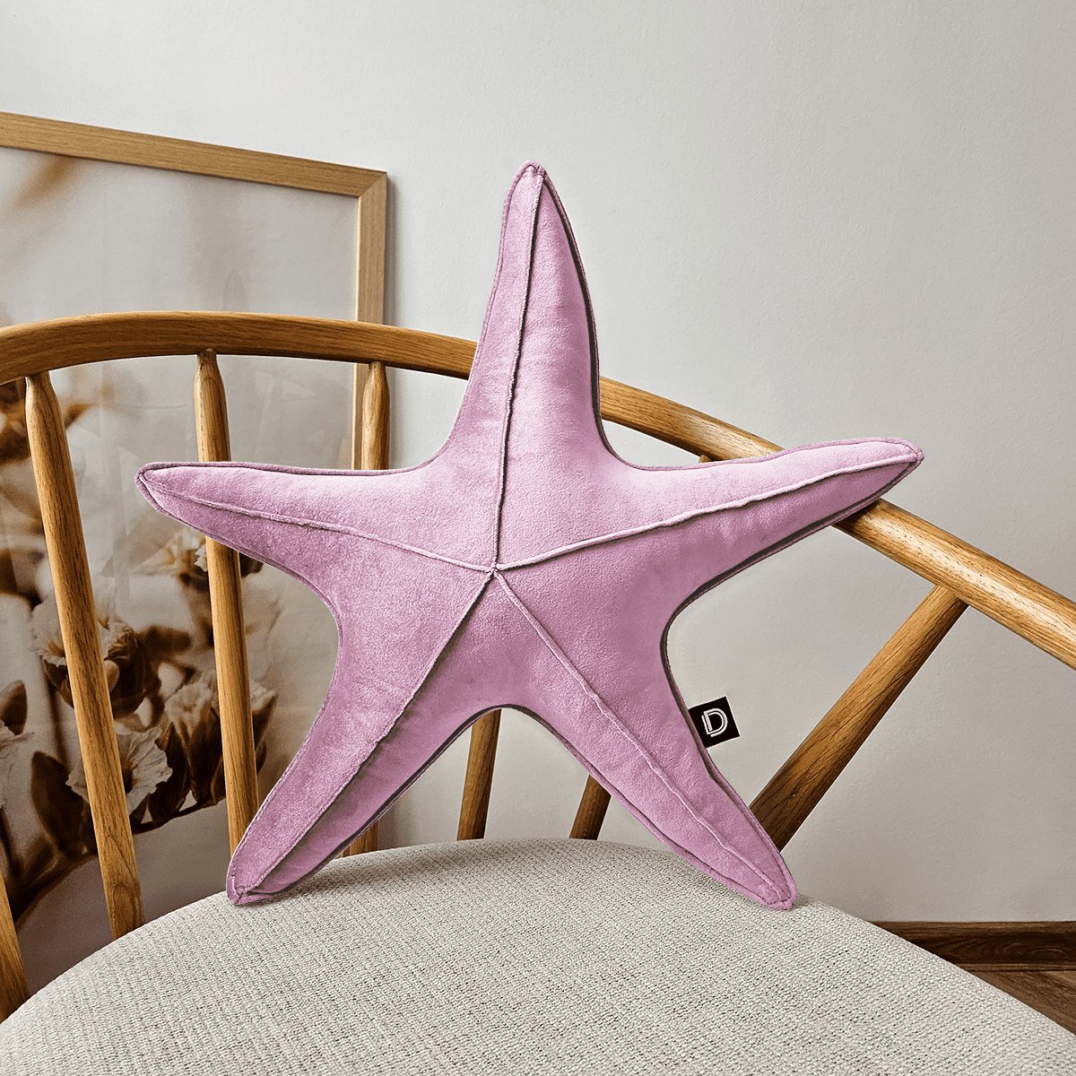 Decordruk VELVET - Sierkussen - Roze - Stervorm - Zacht Velvet
