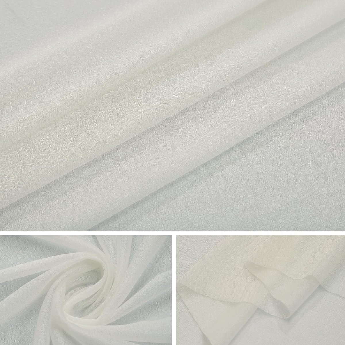Tafelloper Chiffon - Loper Bruiloft - Feestdecoratie - Zilveren Glitters - 30x120 Inch - Ivoor