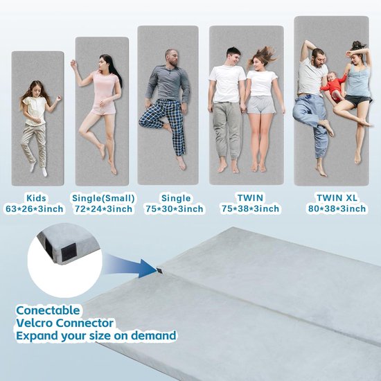 Camping Matras - Slaapmat Vloermat - Kamperen en Reizen - Traagschuim Comfort - 160 x 66 cm - Grijs van Camping — afbeelding 2